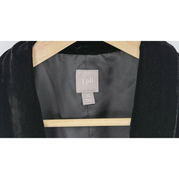 J Jill Black Silk Blend Front Velvet Waistcoat Vest Sz XS Elegant Boho Classy - Picture 4 of 9